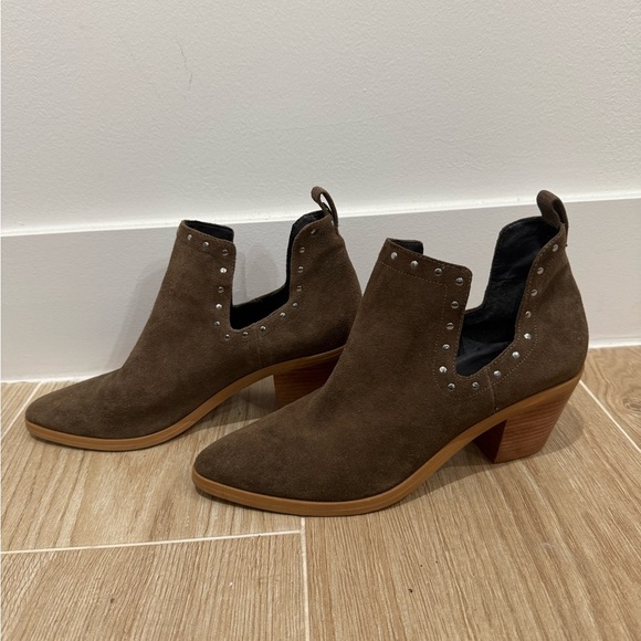 Rebecca Minkoff Lana Suede Split Shaft Booties With Studs - Picture 4 of 6